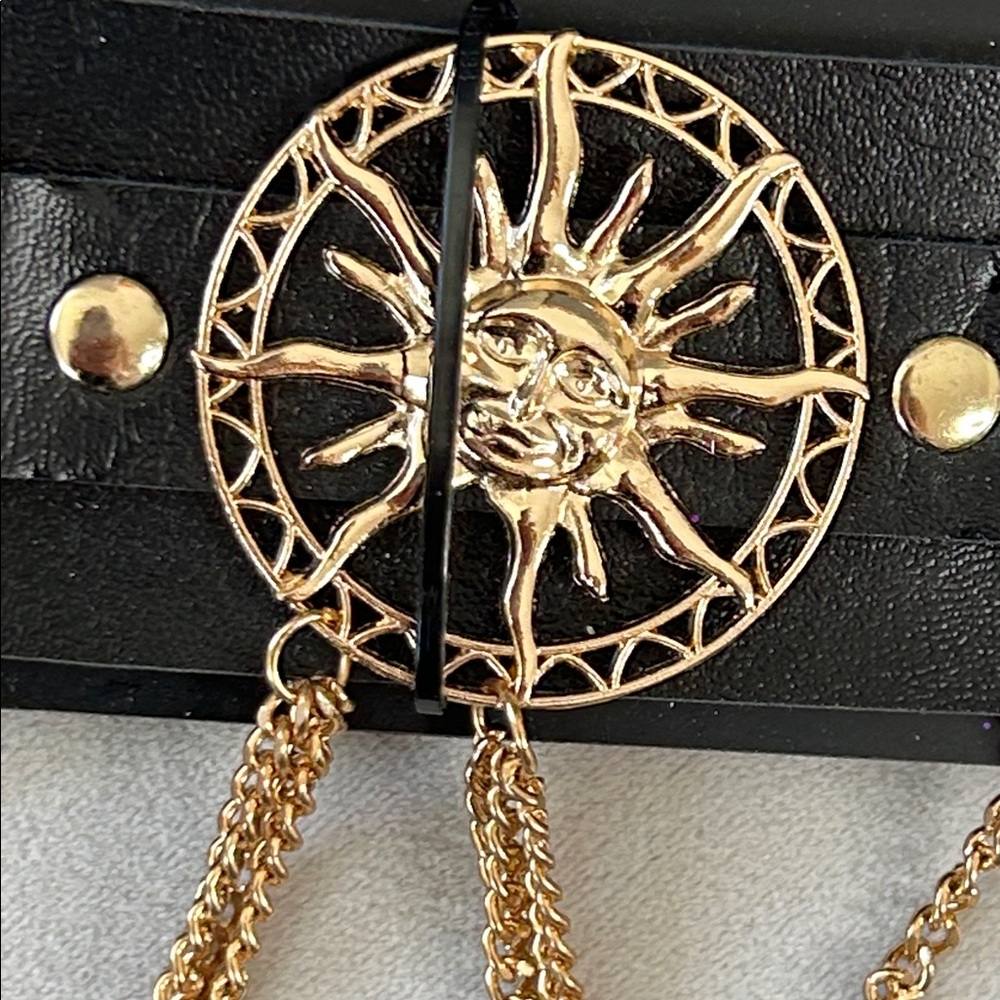 BodyRage Leather And Gold Choker Necklace - Picture 3 of 5